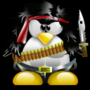Rambo Tux, the Linux mascot